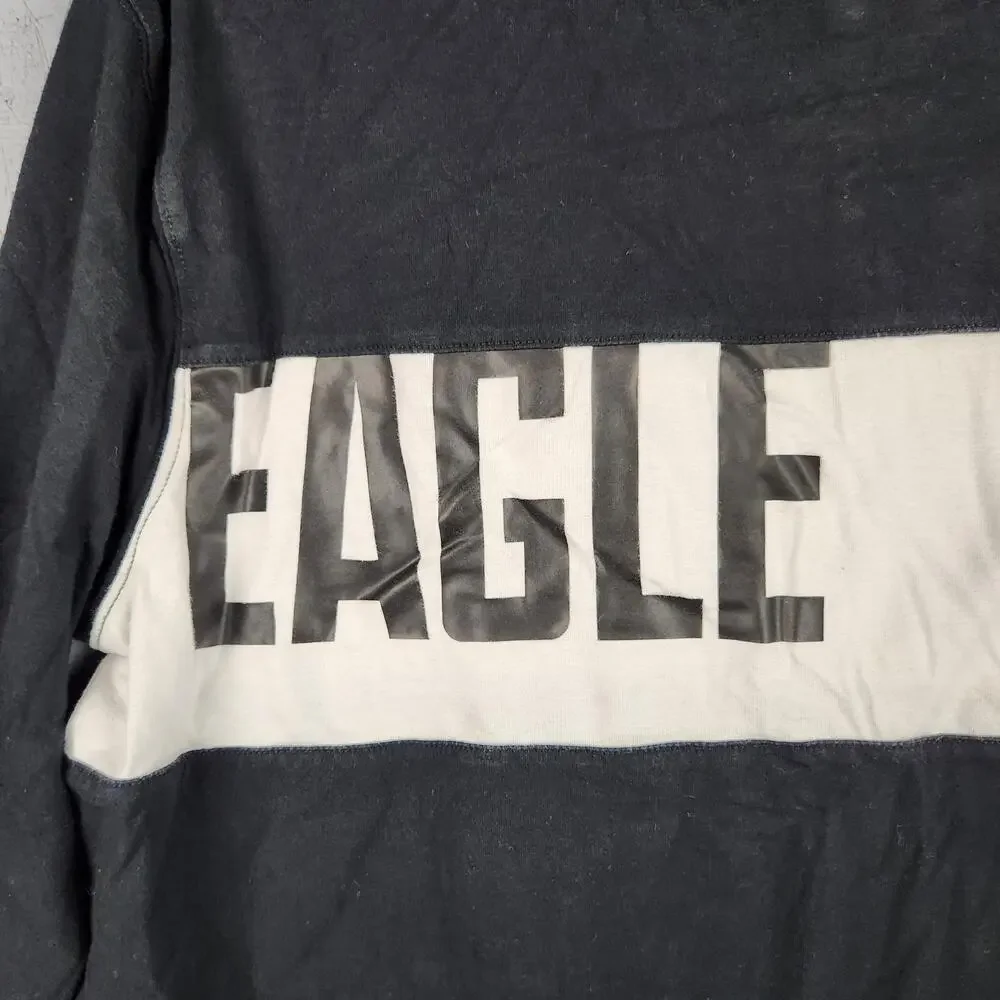 American Eagle Hoodie Mens Medium Black Active Flex Lightweight Sweatshirt Logo